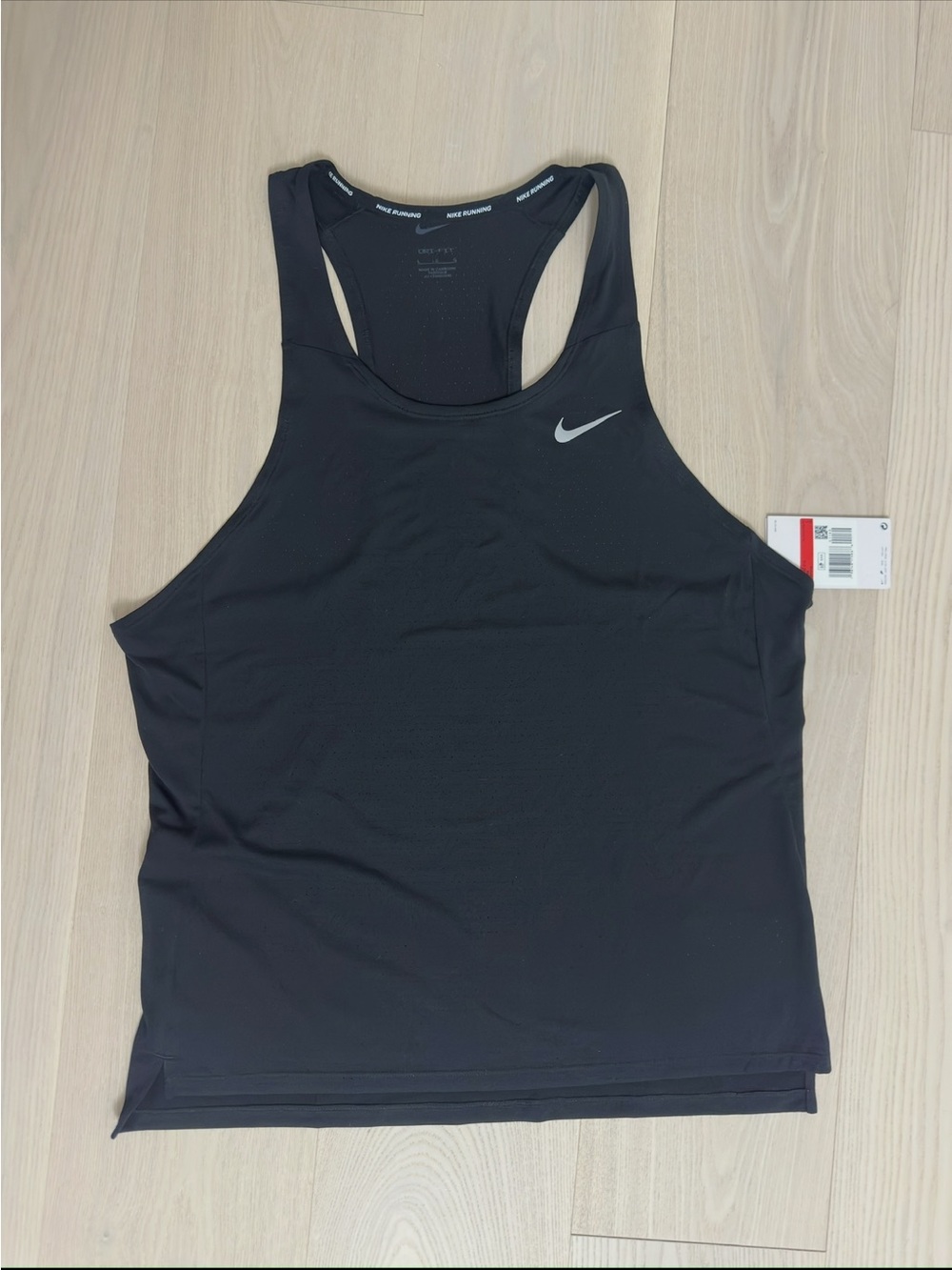 Nike Men’s Black Swim Tank with Silver Swoosh